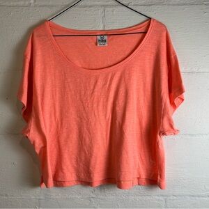 Pink Victoria’s Secret Neon Orange Woman’s Plain Basic Crop Top Shirt Size XS